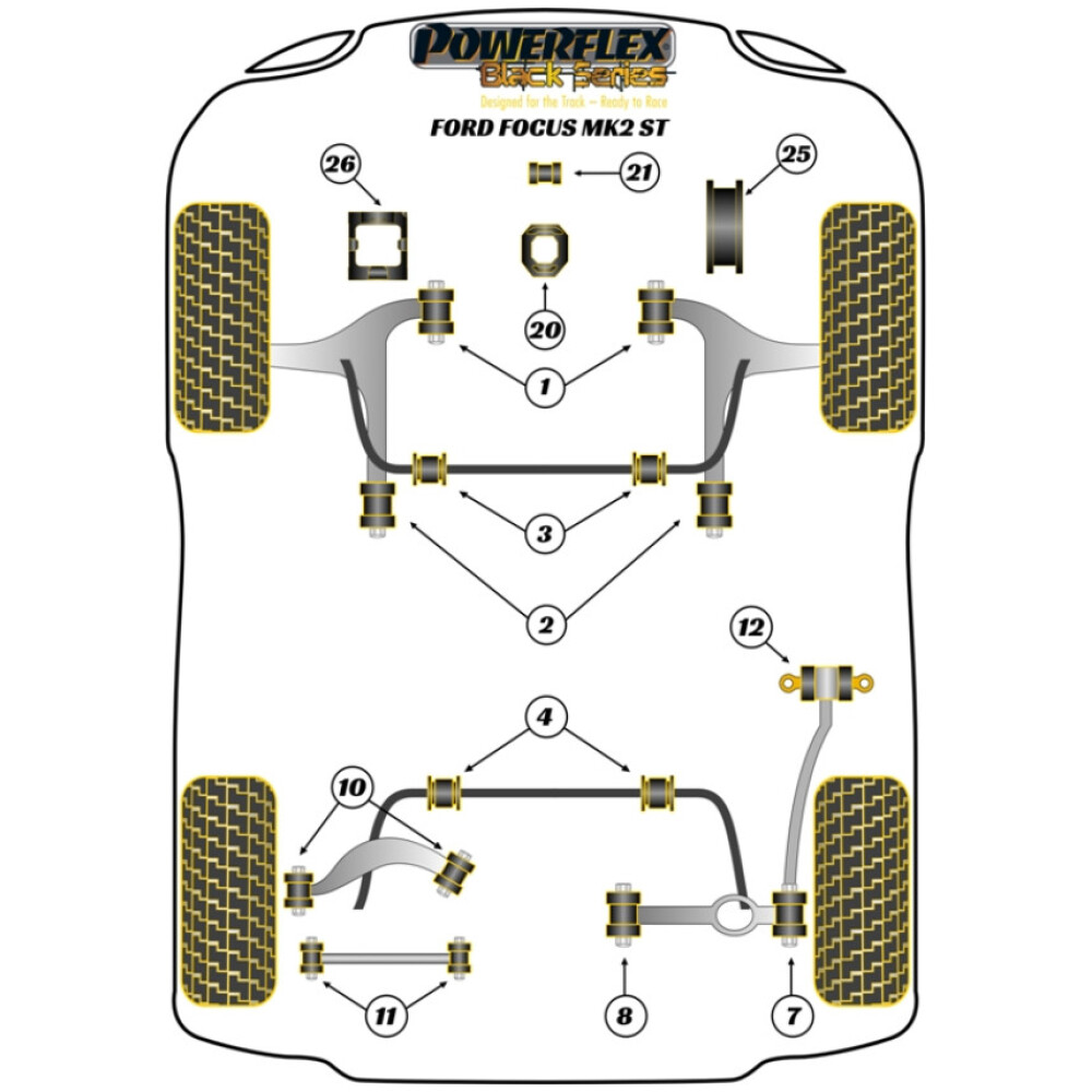 Powerflex Ford   Focus MK2 ST (2005-2010)  Inserto supporto cambio Fig.26 (1) PFF19-1226BLK - immagine 2