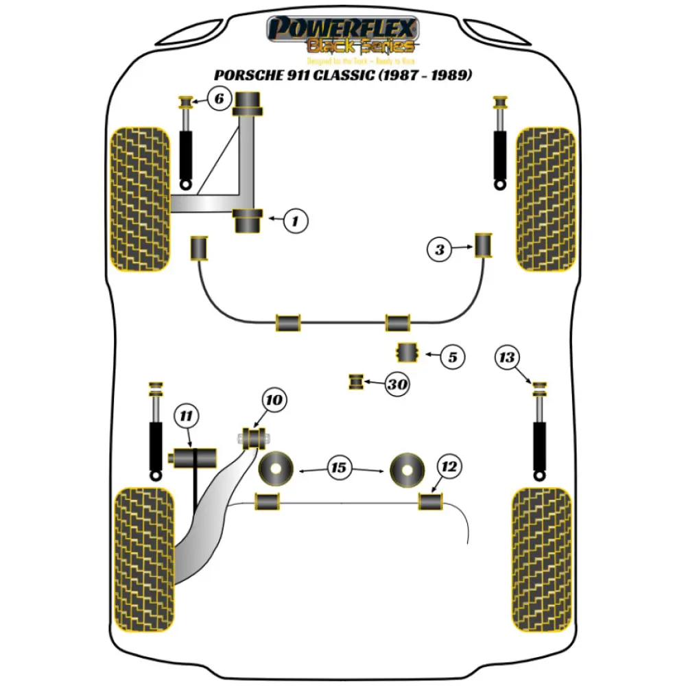 Powerflex Porsche 911 Classic (1987 - 1989)    Boccola di supporto del cuscinetto del piantone dello sterzo Fig.5 (1) PFF57-405BLK - immagine 2