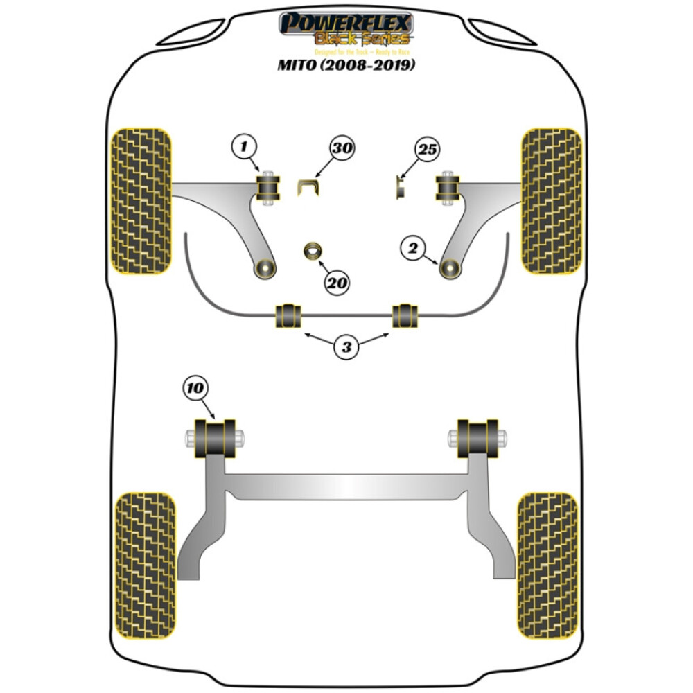 Powerflex Alfa Romeo MiTo (2008-2018)    Inserto supporto motore superiore Fig.25 (1) PFF1-1125BLK - immagine 2