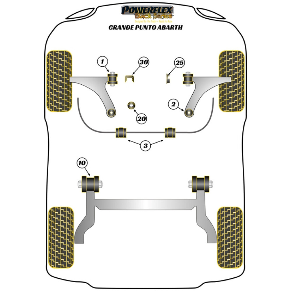 Powerflex Fiat   Abarth Grande Punto  Inserto supporto motore superiore Fig.25 (1) PFF1-1125BLK - immagine 2
