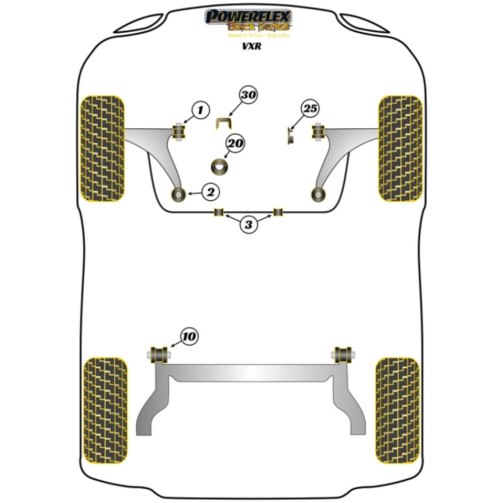 Powerflex Vauxhall / Opel  Corsa D (2006-2014) VXR/OPC  Inserto supporto motore posteriore inferiore Fig.20 (1) PFF80-1120BLK - immagine 2