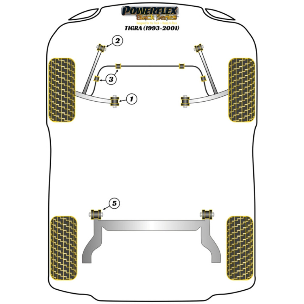 Powerflex Vauxhall / Opel  Tigra A (1993-2001)   Boccola interna del braccio oscillante anteriore Fig.1 (2) PFF80-201BLK - immagine 2