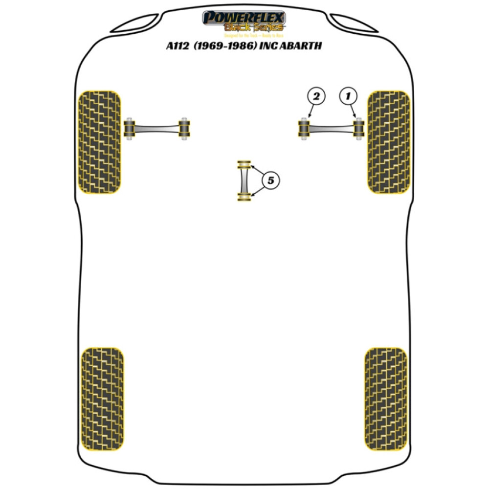 Powerflex Autobianchi A112 incl. Abarth (1969 - 1986)    Boccola esterna del braccio di controllo della carreggiata anteriore Fig.1 (2) PFF4-201BLK - immagine 2