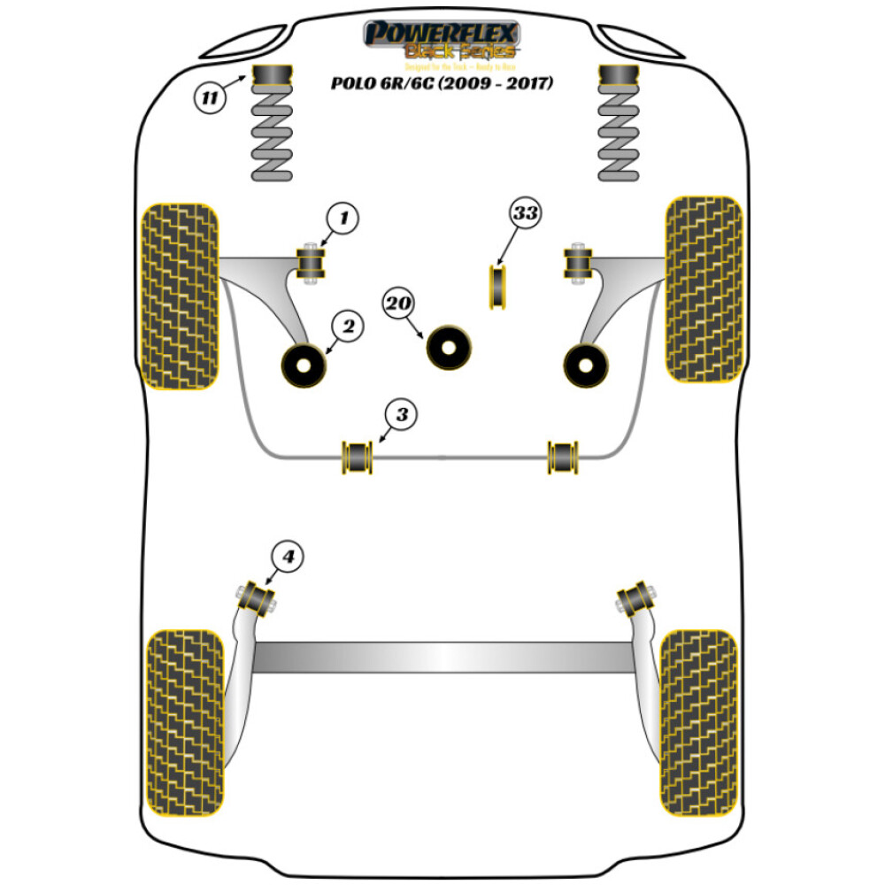 Powerflex Volkswagen  Polo MK5 6R/6C (2009 - 2017)   Boccola posteriore braccio anteriore Fig.2 (2) PFF85-1202BLK - immagine 2