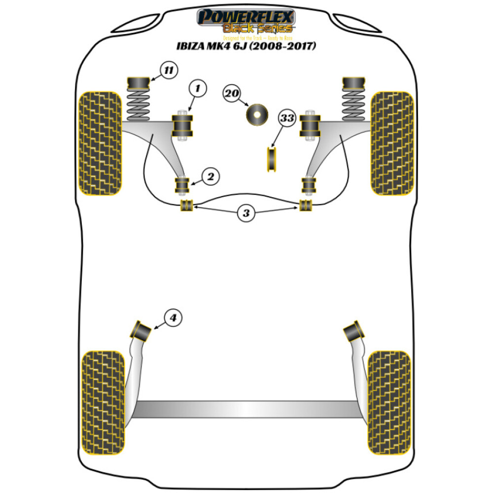 Powerflex Seat Ibiza MK4 6J (2008 - 2017) Boccola anteriore a forcella anteriore 30mm Camber regolabile Fig.1 (2) PFF85-201GBLK 2 Powerflex Seat Ibiza MK4 6J (2008 - 2017) Boccola anteriore a forcella anteriore 30mm Camber regolabile Fig.1 (2) PFF85-201GBLK - immagine 2