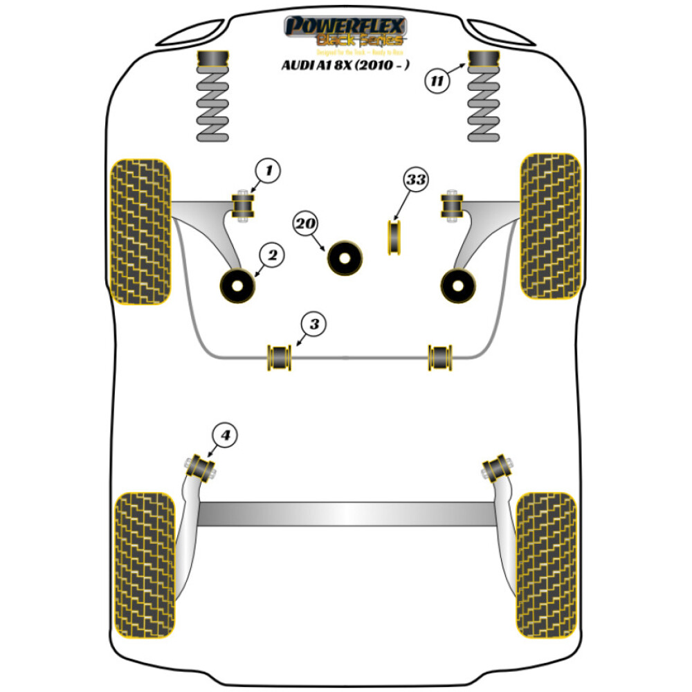 Powerflex Audi  A1 8X (2010 - 2018)   Boccola posteriore braccio anteriore Fig.2 (2) PFF85-1202BLK - immagine 2