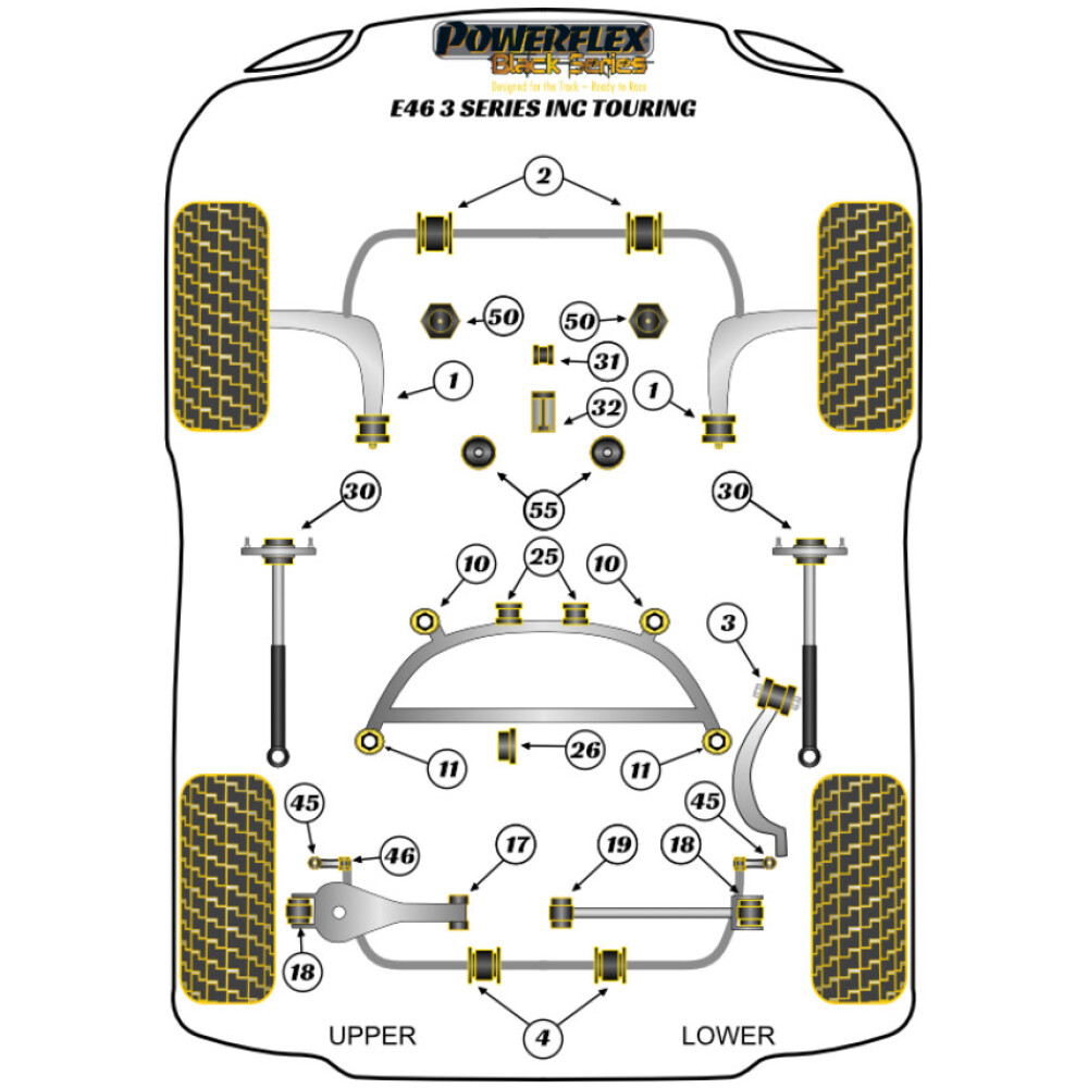Powerflex BMW Serie 3  E46 Sedan / Touring / Coupe / Conv  Supporto superiore ammortizzatore posteriore e boccola 10mm Fig.30 (2) PFR5-5630-10BLK - immagine 2