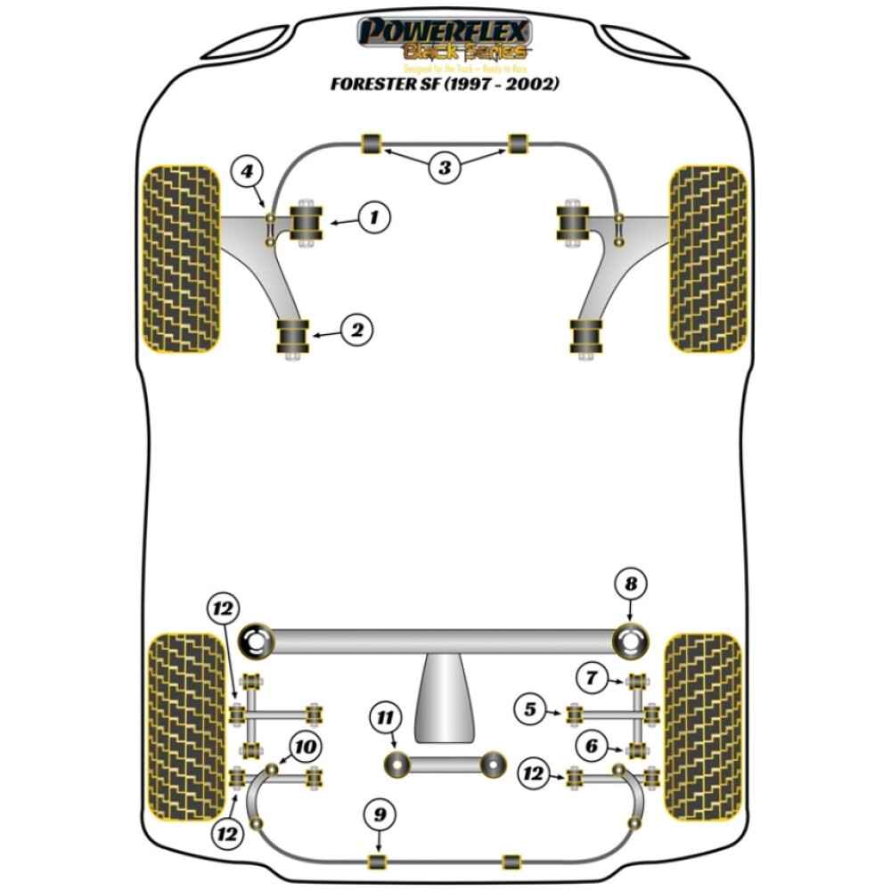 Powerflex Subaru  Forester SF (1997 - 2002)   Boccola del collegamento della barra di rollio posteriore Fig.10 (4) PFR69-119BLK - immagine 2