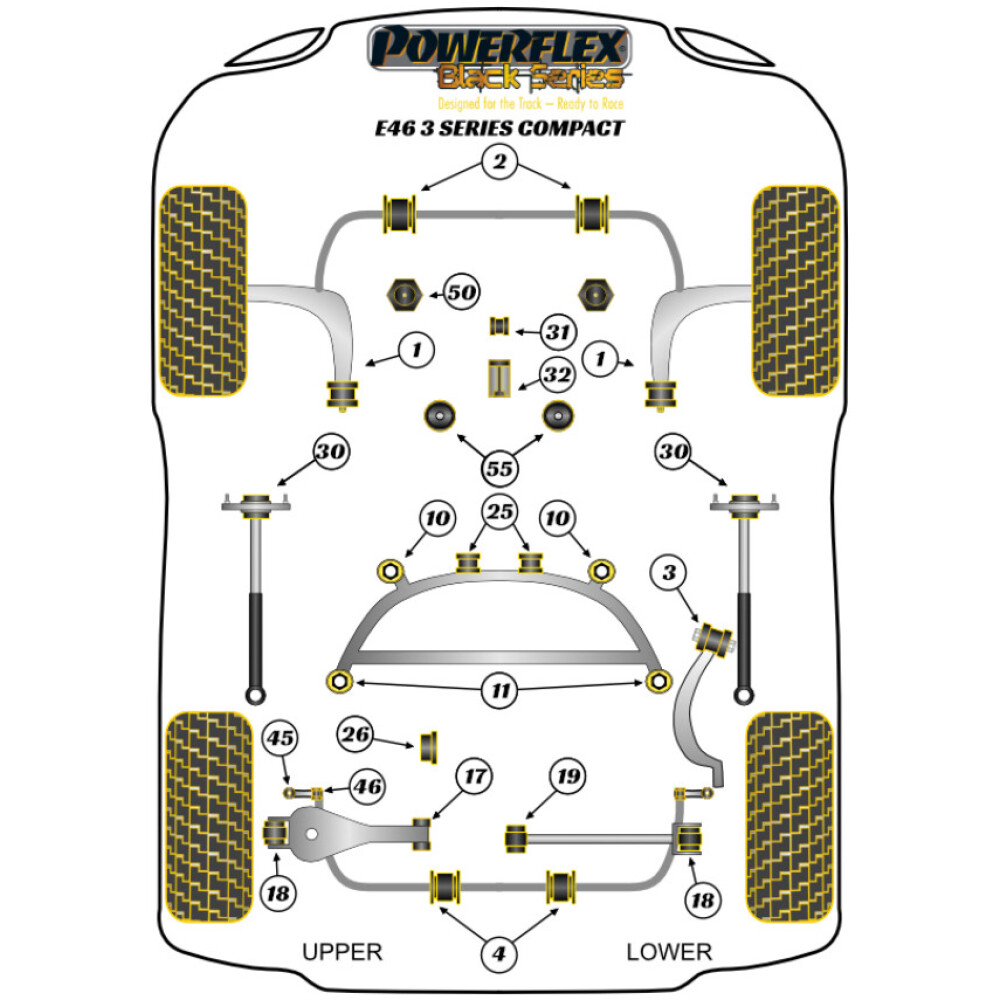 Powerflex BMW Serie 3  E46 Compact  Boccola anteriore del braccio del cambio ovale Fig.31 (1) PFF5-4631BLK - immagine 2