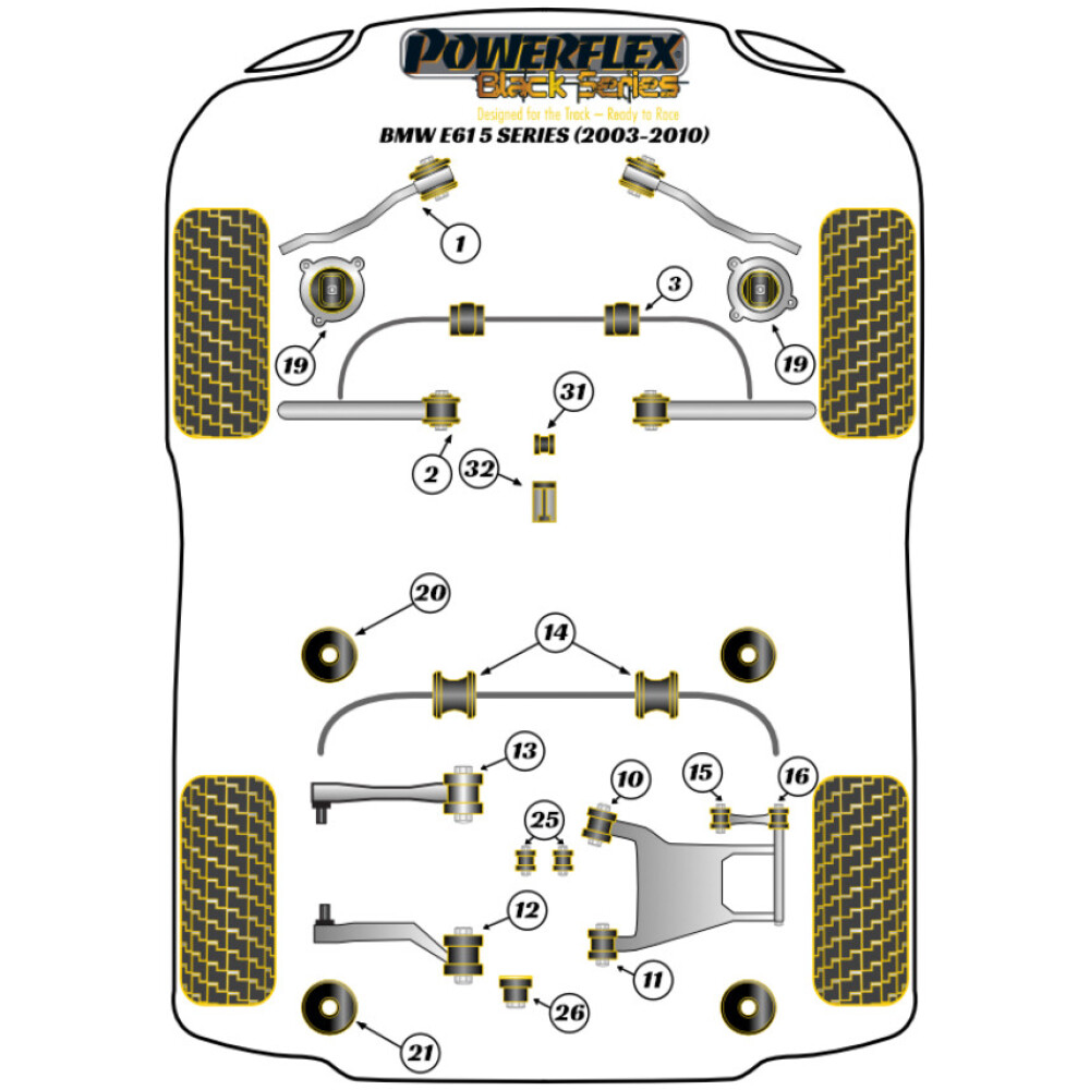 Powerflex BMW Serie 5  E61 Touring  Boccola anteriore del braccio del cambio ovale Fig.31 (1) PFF5-4631BLK - immagine 2