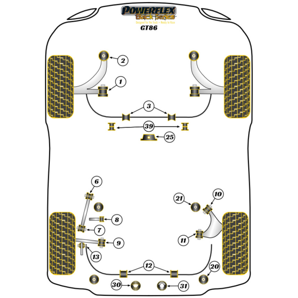 Powerflex Toyota 86 / GT86 (2012 in poi)    Inserimento del supporto posteriore sinistro del differenziale posteriore Fig.30 (1) PFR69-830BLK - immagine 2