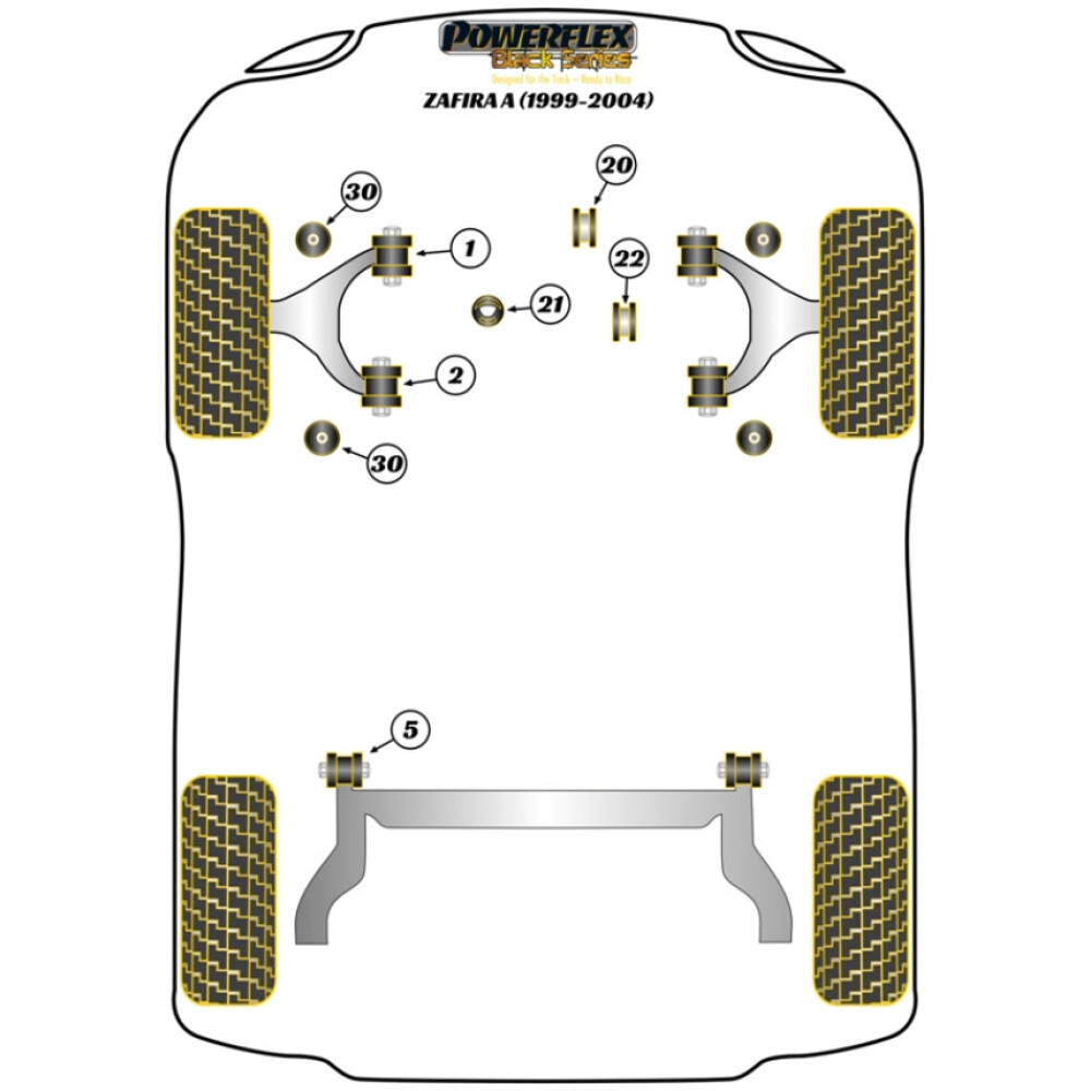 Powerflex Vauxhall / Opel  Zafira A (1999-2004)   Boccola del telaio ausiliario anteriore Fig.30 (6) PFF80-830BLK - immagine 2