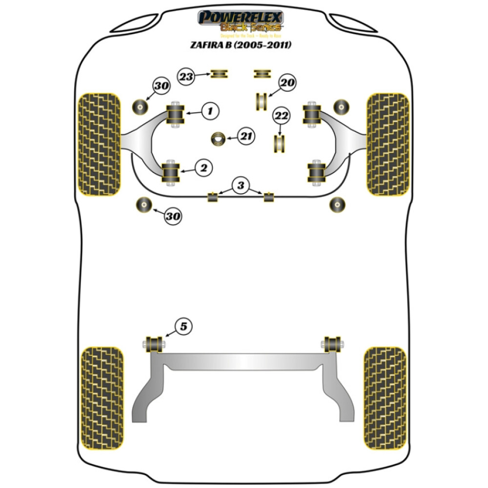 Powerflex Vauxhall / Opel  Zafira B (2005-2014)   Supporto inferiore del radiatore Fig.23 (2) PFF80-1330BLK - immagine 2