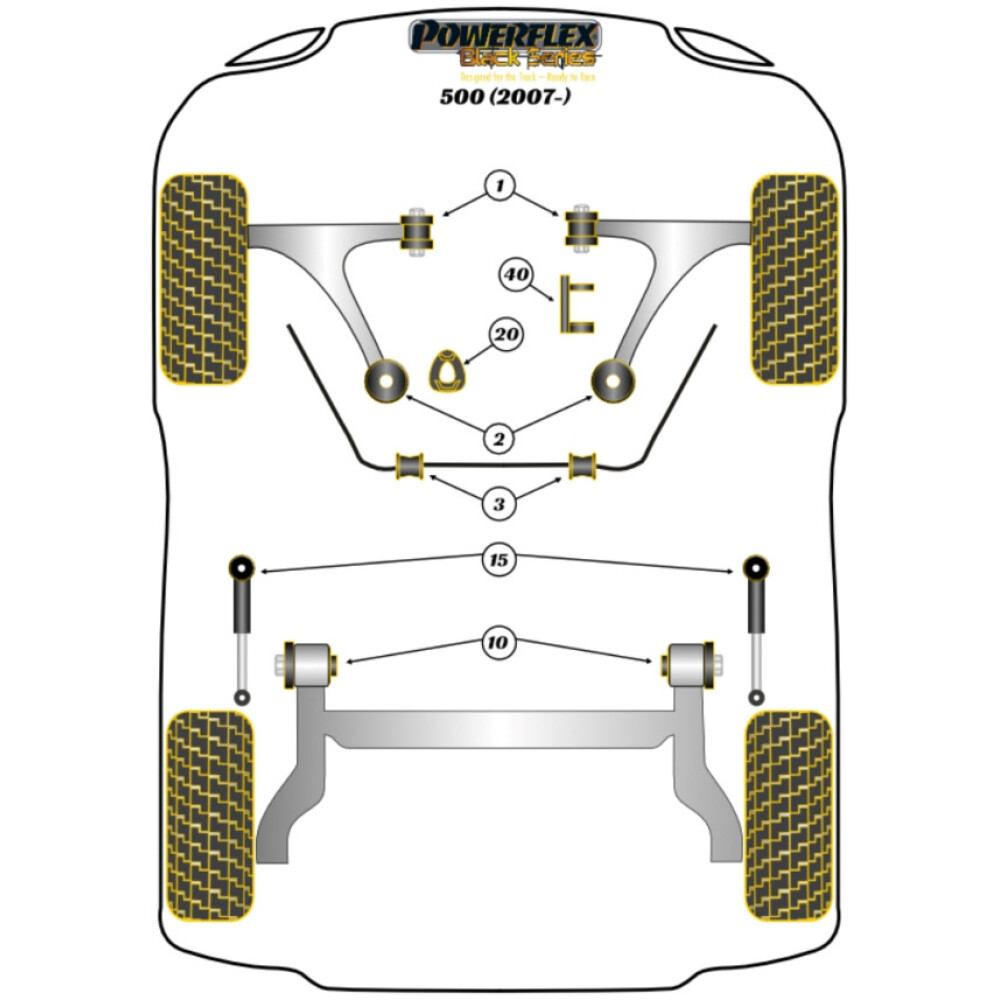 Powerflex Fiat  Abarth 500/595/695 (2007-)   Inserto supporto motore inferiore, Abarth inc 595 Fig.20 (1) PFF16-521BLK - immagine 2