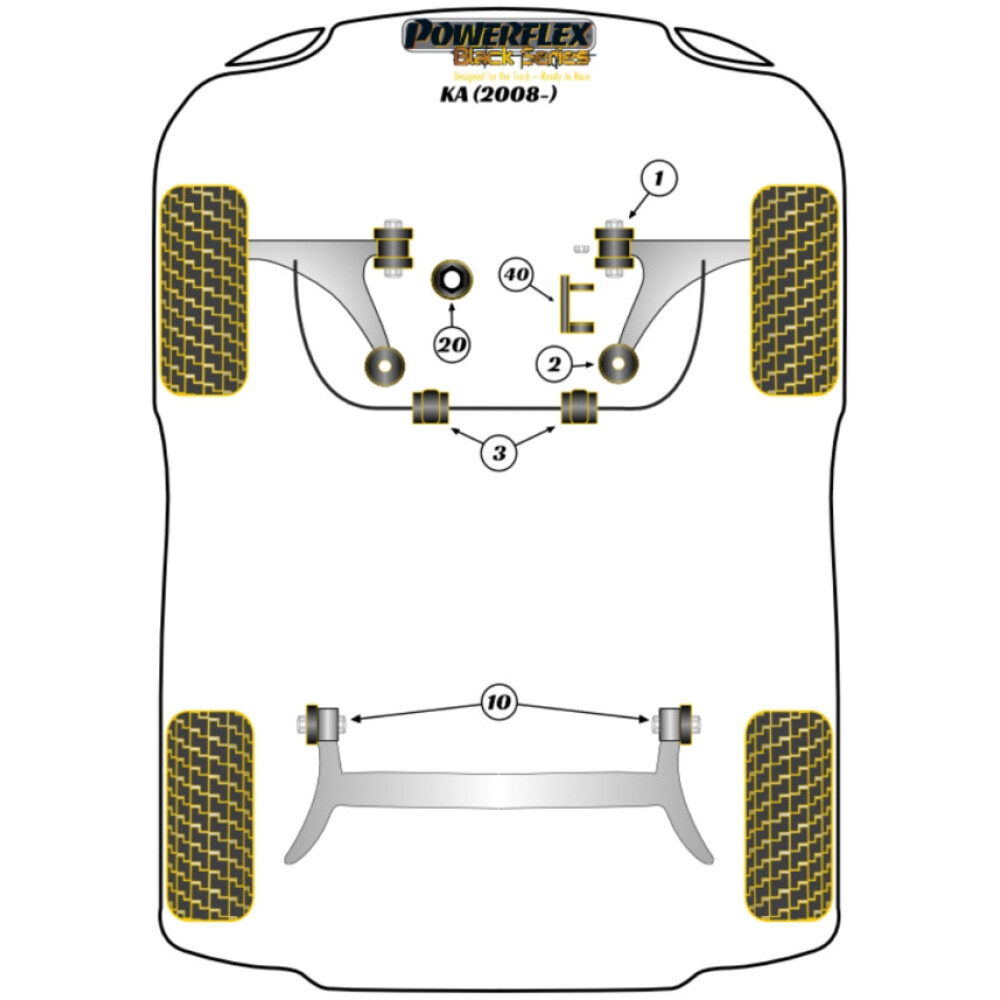 Powerflex Ford  KA (2008 - 2016)   Boccola di montaggio della trave posteriore Fig.10 (2) PFR16-510BLK - immagine 2