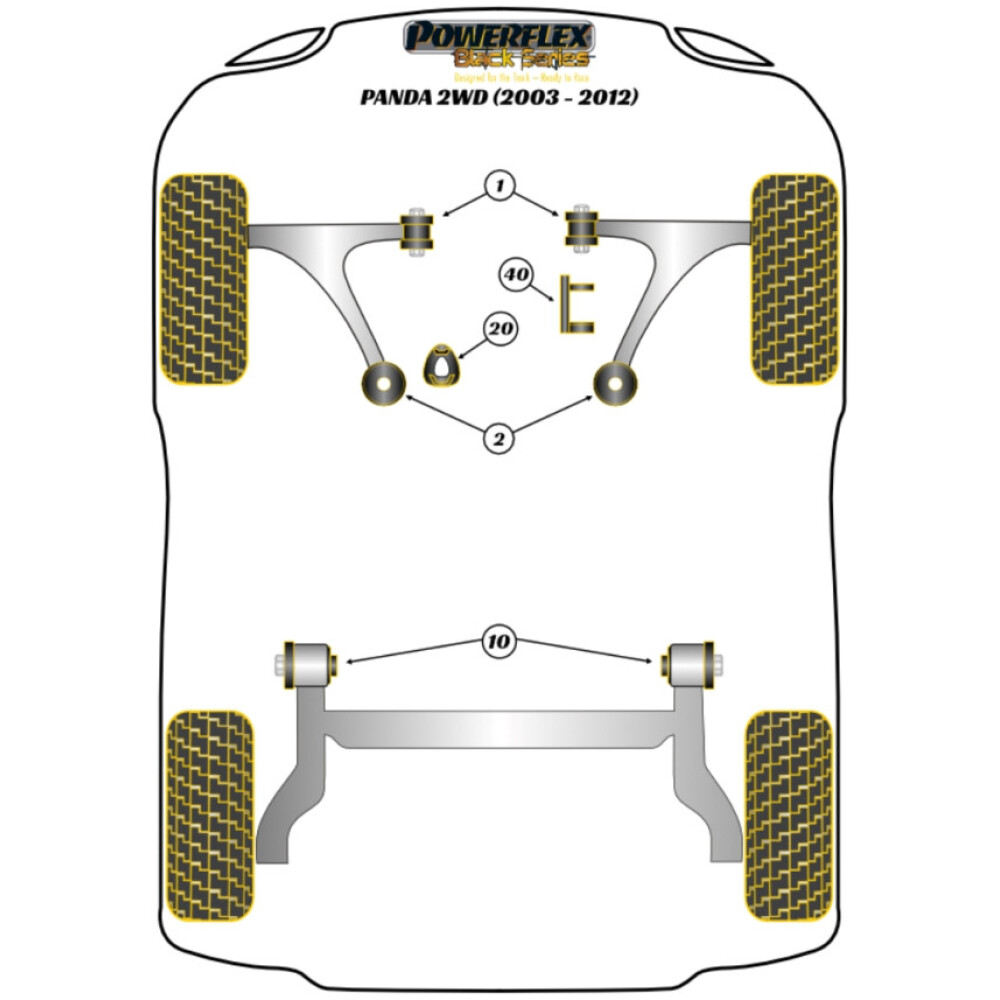 Powerflex Fiat Panda Gen 2 169 2WD (2003-2012)   Inserto supporto motore superiore Fig.40 (1) PFF16-540BLK - immagine 2