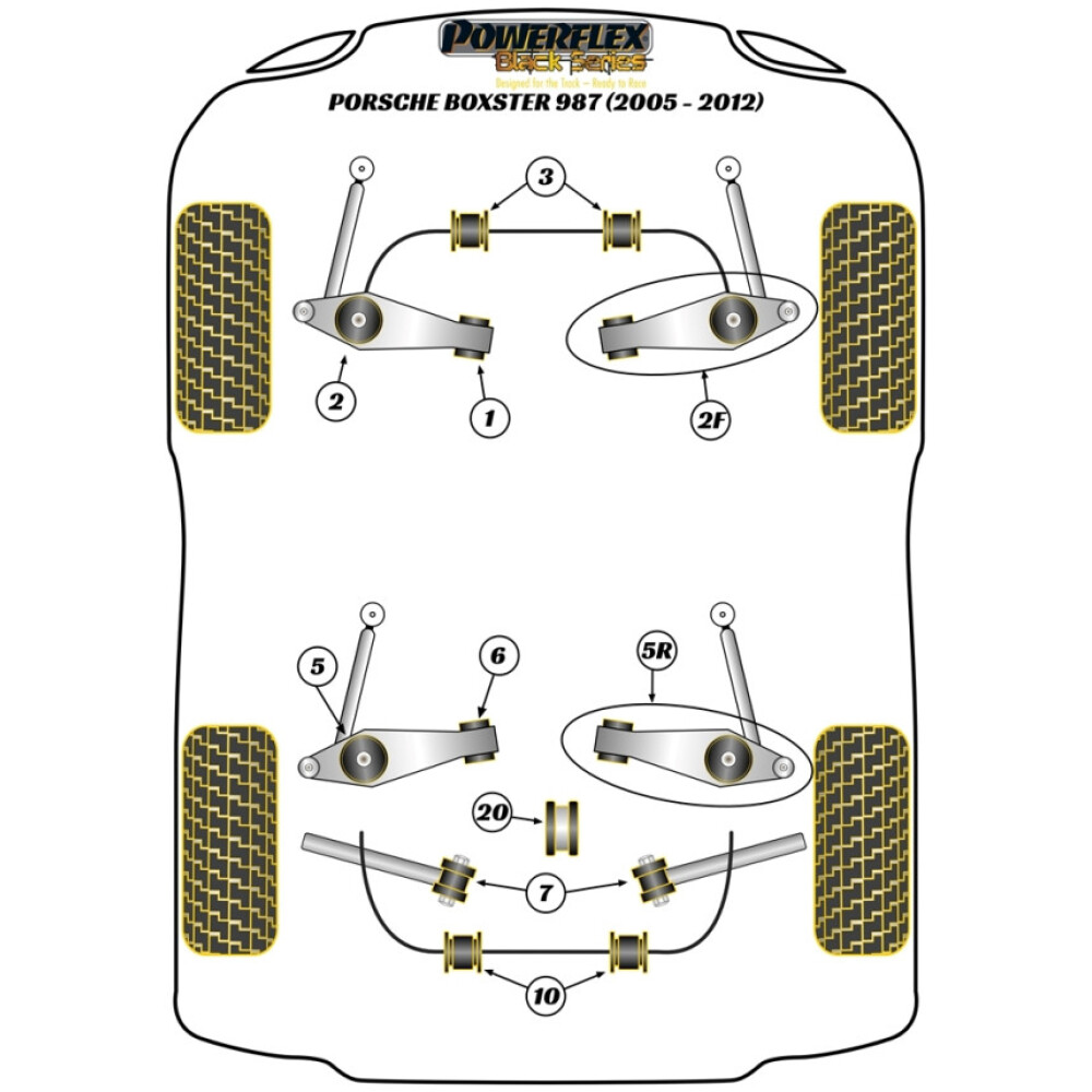 Powerflex Porsche 987 Boxster (2005-2012)    Inserto supporto motore anteriore Fig.20 (1) PFR57-821BLK - immagine 2