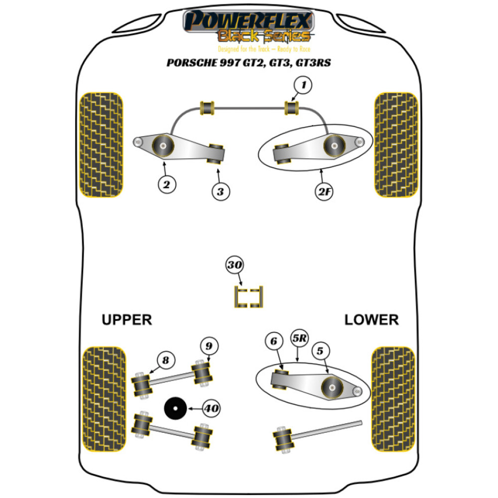 Powerflex Porsche  997 GT2, GT3 & GT3RS (2006-2013)   Boccola interna del braccio di collegamento posteriore Fig.7 (2) PFR57-507BLK - immagine 2