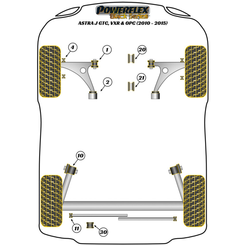 Powerflex Vauxhall / Opel   Astra MK6 - Astra J GTC, VXR & OPC (2010-2015)  Boccola di montaggio della trave posteriore Fig.10 (2) PFR80-1410BLK - immagine 2