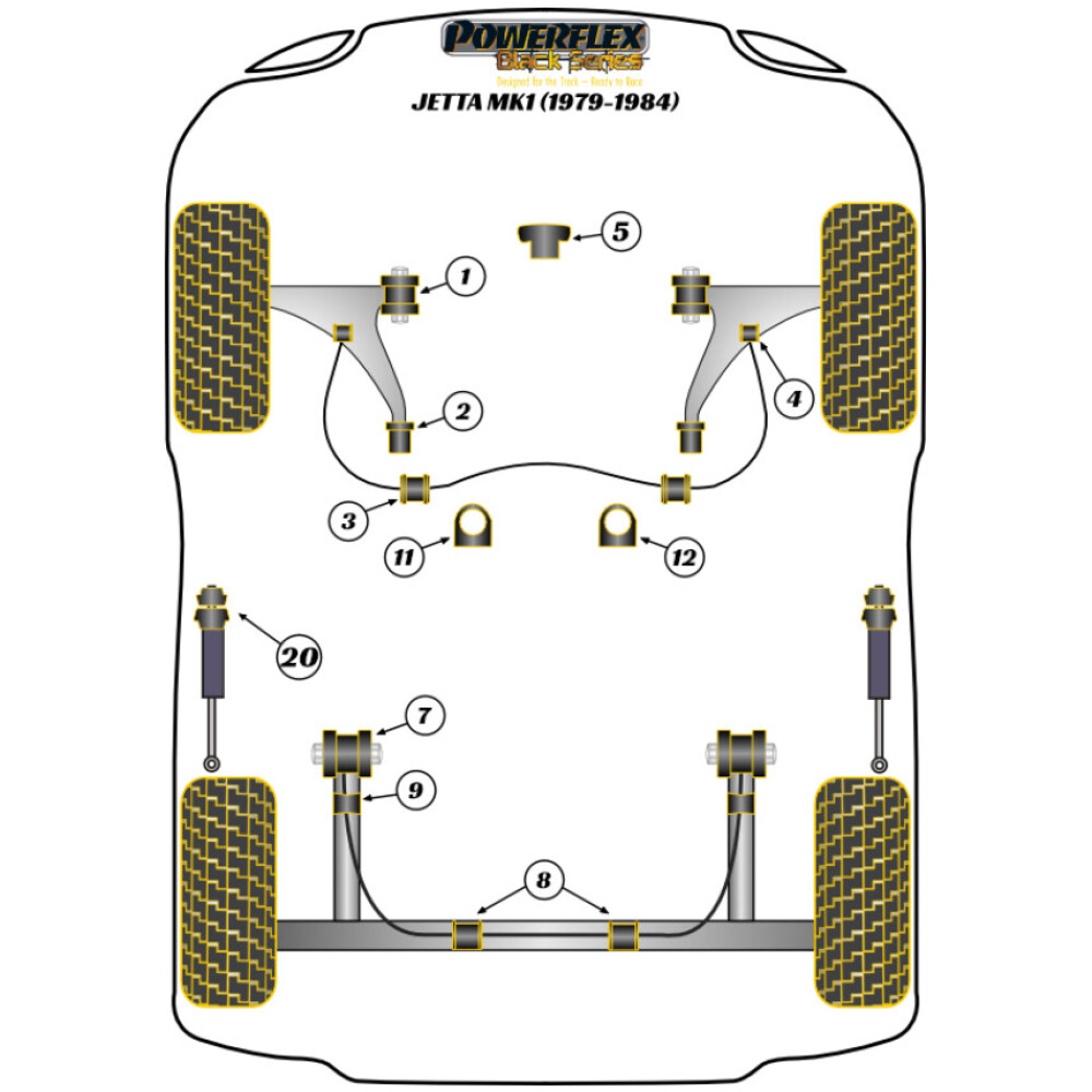Powerflex Volkswagen  Jetta MK1 A1 (1979-1984)   Boccola esterna barra antirollio posteriore 24mm Fig.9 (2) PFR85-226-24BLK - immagine 2