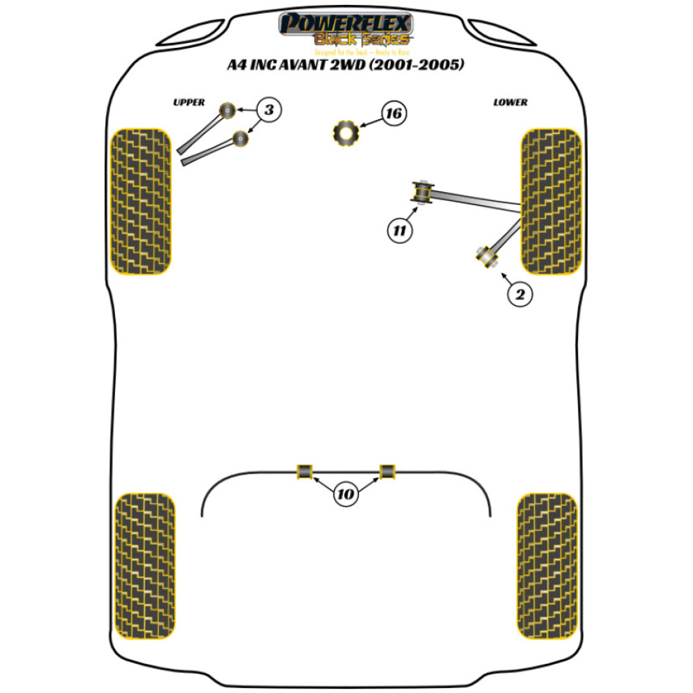 Powerflex Audi   A4 incl. Avant 2WD (2001-2005)  Boccola barra antirollio anteriore 31,5 mm Fig.4 (2) PFF3-204-31.5BLK - immagine 2
