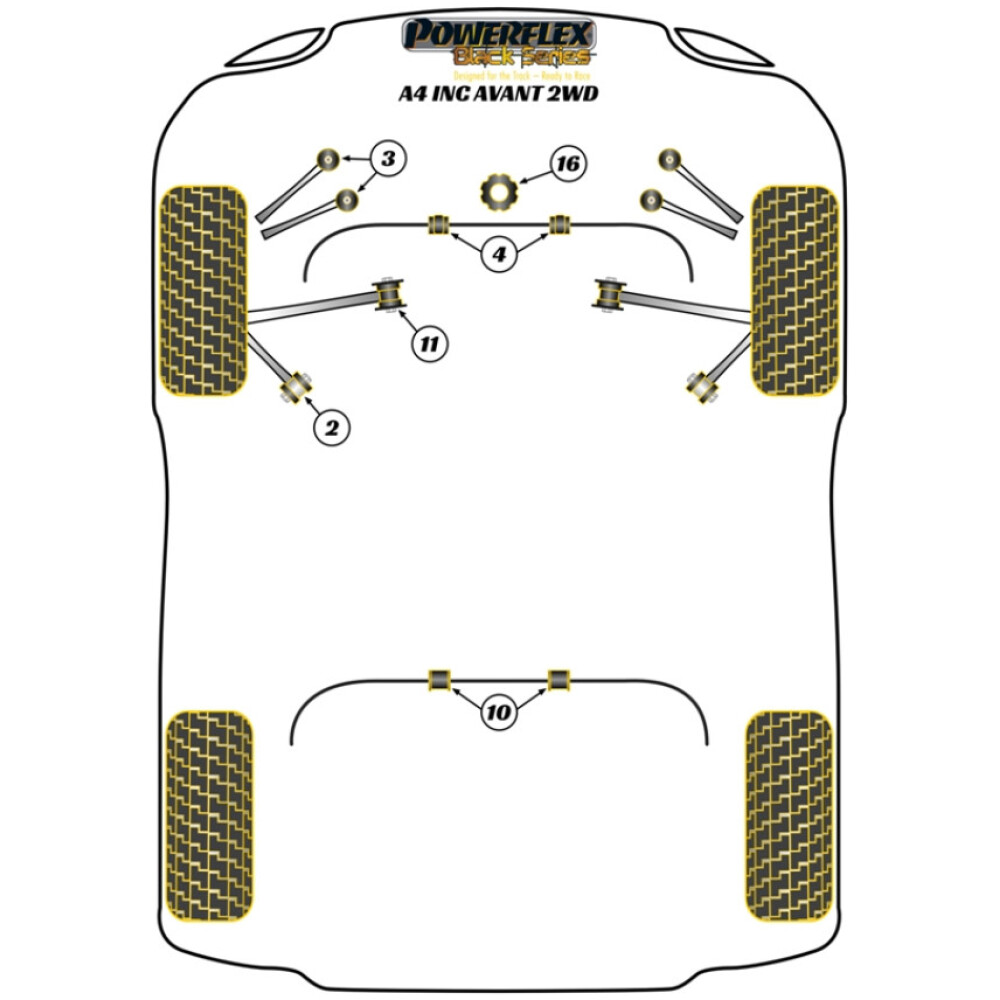 Powerflex Audi   A4 incl. Avant (2WD)  Supporto per puntale motore Fig.16 (1) PFF3-221BLK - immagine 2