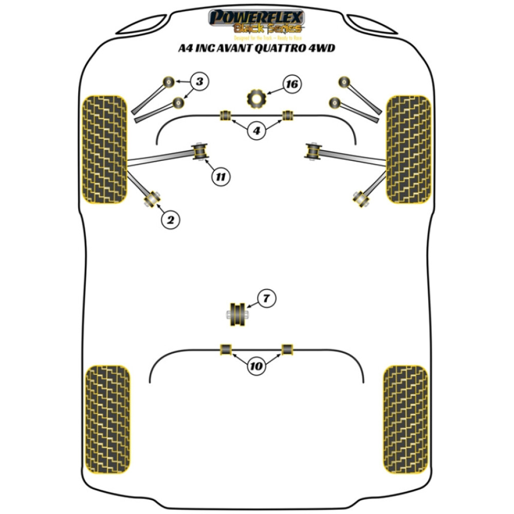 Powerflex Audi   A4 incl. Avant Quattro (4WD)  Boccola interna del braccio inferiore anteriore Fig.11 (2) PFF3-211BLK - immagine 2