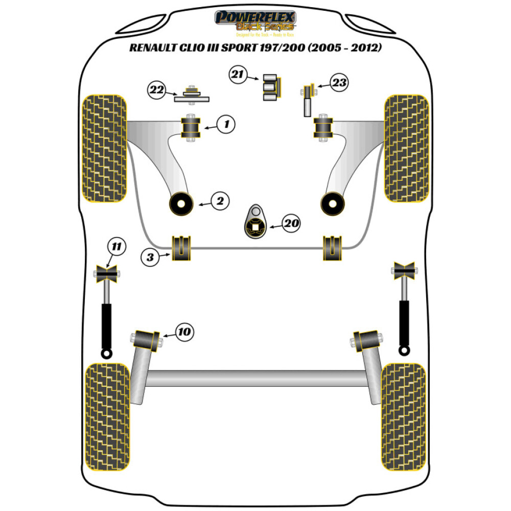 Powerflex Renault   Clio III Sport 197/200 (2005 - 2012)  Boccola di montaggio della trave posteriore Fig.10 (2) PFR60-810BLK - immagine 2