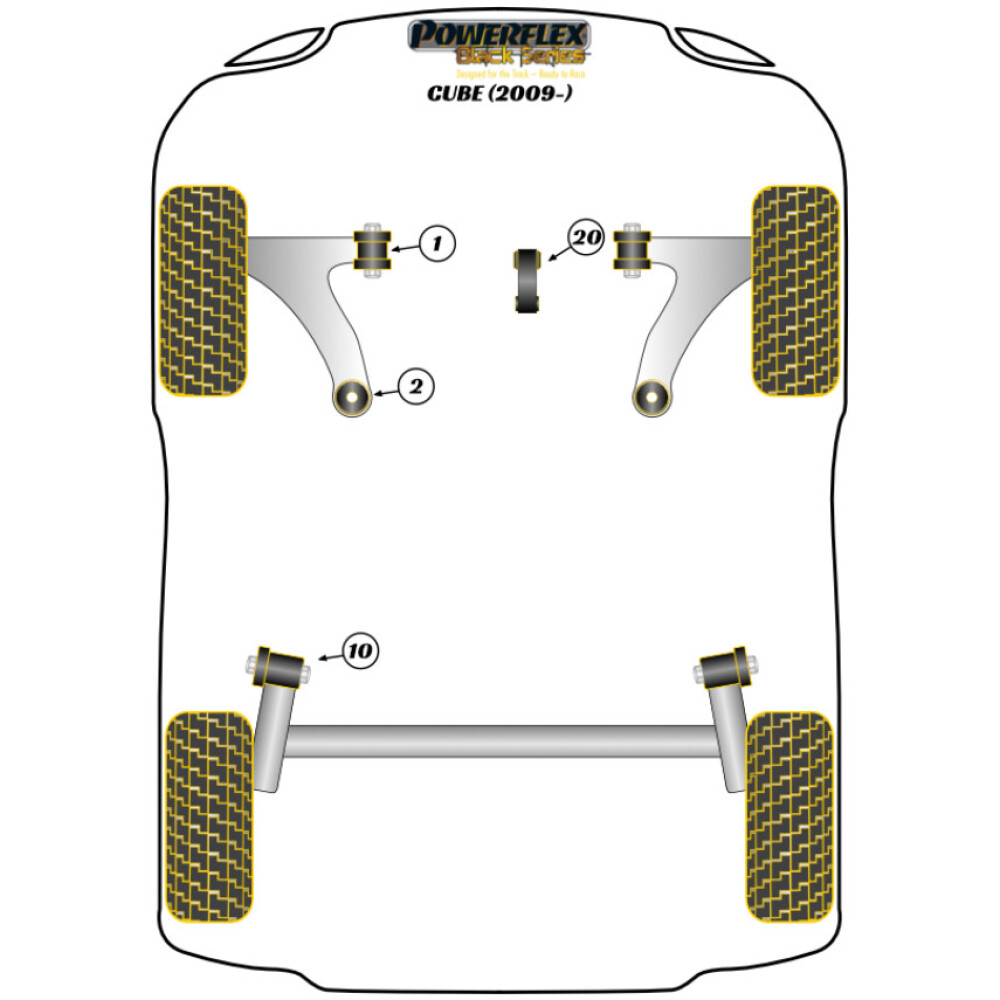 Powerflex Nissan Cube (2009 on )    Boccola di montaggio della trave posteriore Fig.10 (2) PFR60-810BLK - immagine 2