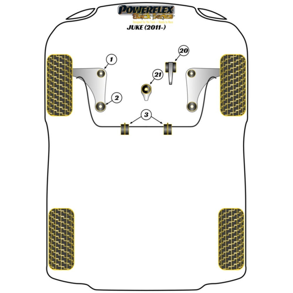 Powerflex Nissan Juke (2011 in poi)    Inserto supporto motore inferiore Fig.21 (1) PFF46-822BLK - immagine 2