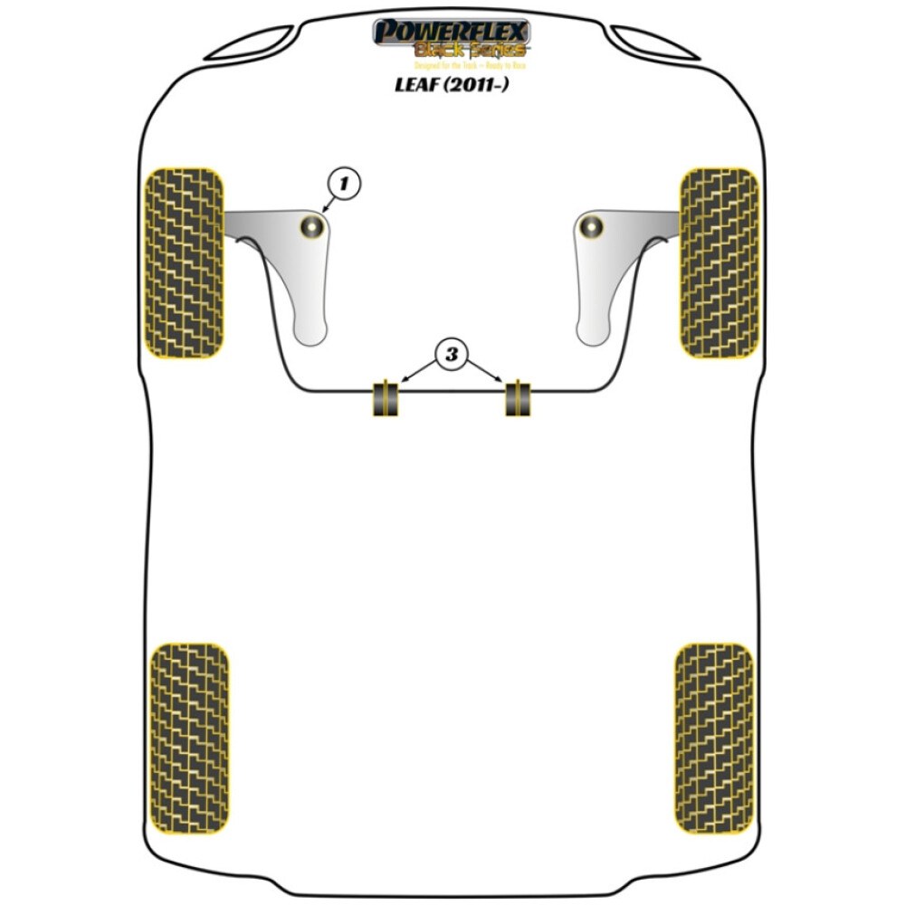 Powerflex Nissan Leaf (2011 on )    Boccola anteriore del braccio oscillante anteriore Fig.1 (2) PFF46-801BLK - immagine 2