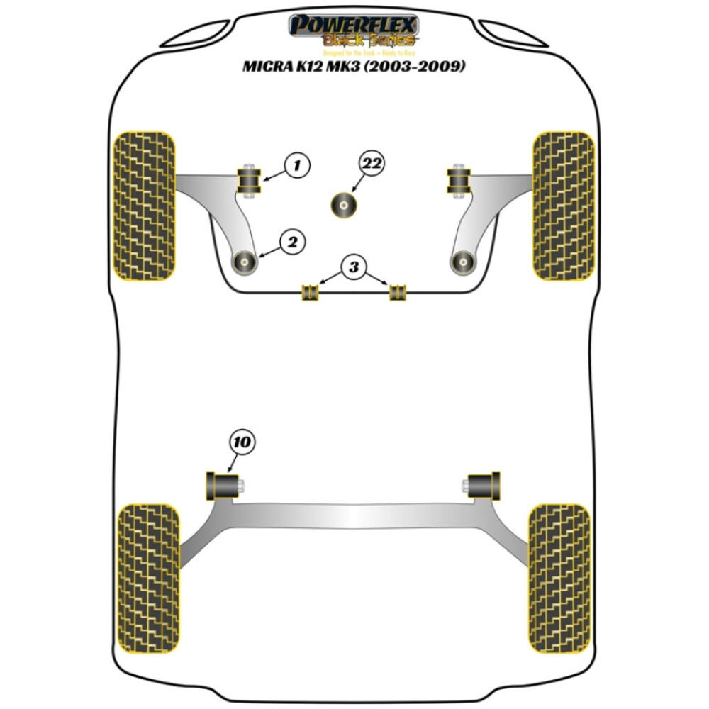 Powerflex Nissan Micra K12 - Gen3 (2003 - 2010)   Boccola posteriore braccio anteriore Fig.2 (2) PFF60-902BLK - immagine 2