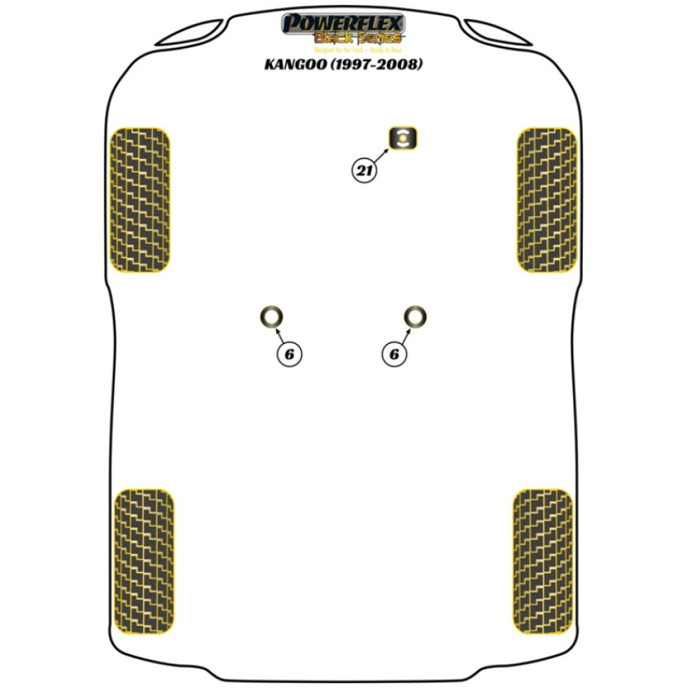 Powerflex Renault  Kangoo (1997-2008)   Inserto supporto motore anteriore superiore destro Fig.21 (1) PFF60-221BLK - immagine 2