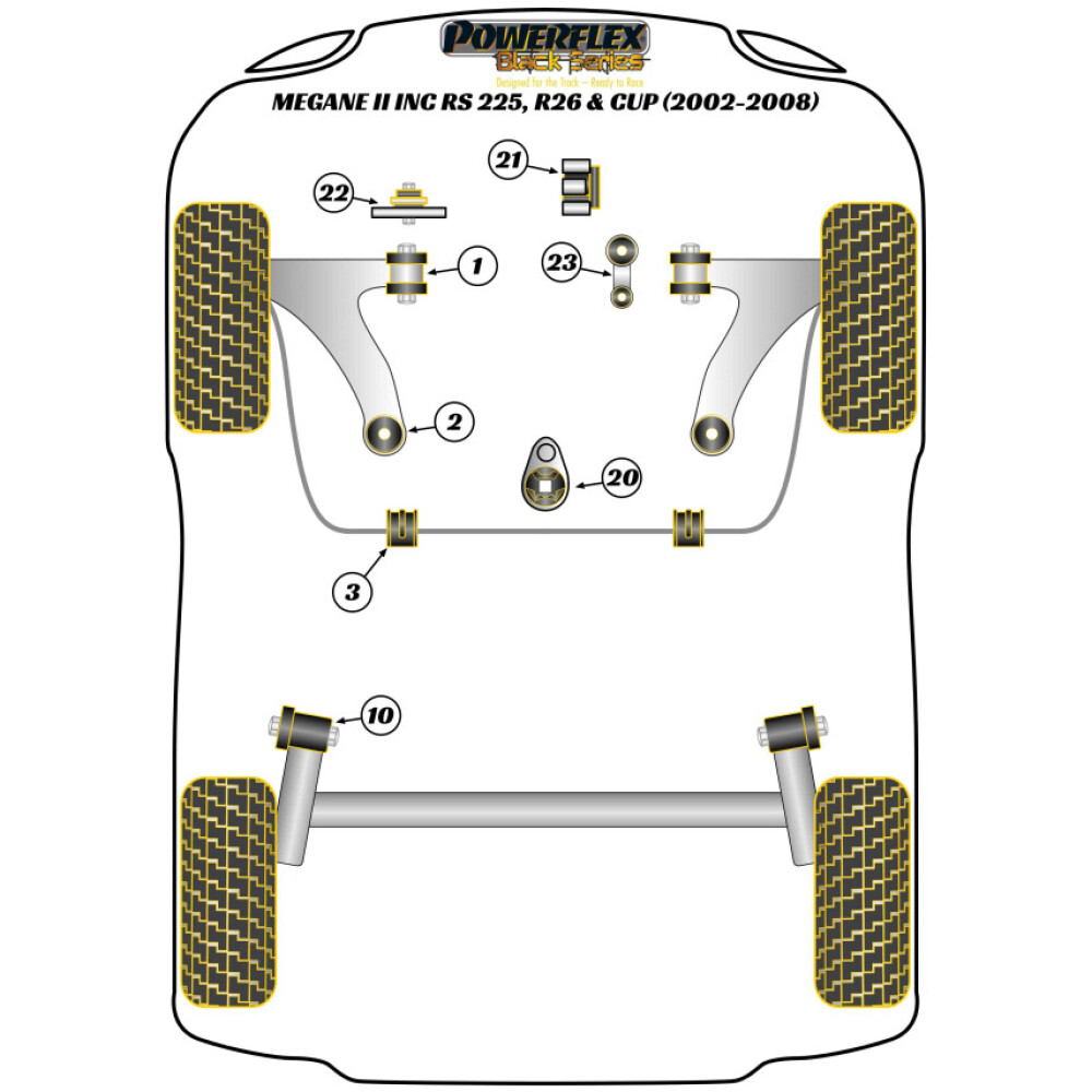 Powerflex Renault  Megane II incl. RS 225, R26 e Cup (2002-2008)   Boccola di montaggio del cambio Fig.22 (1) PFF60-525BLK - immagine 2