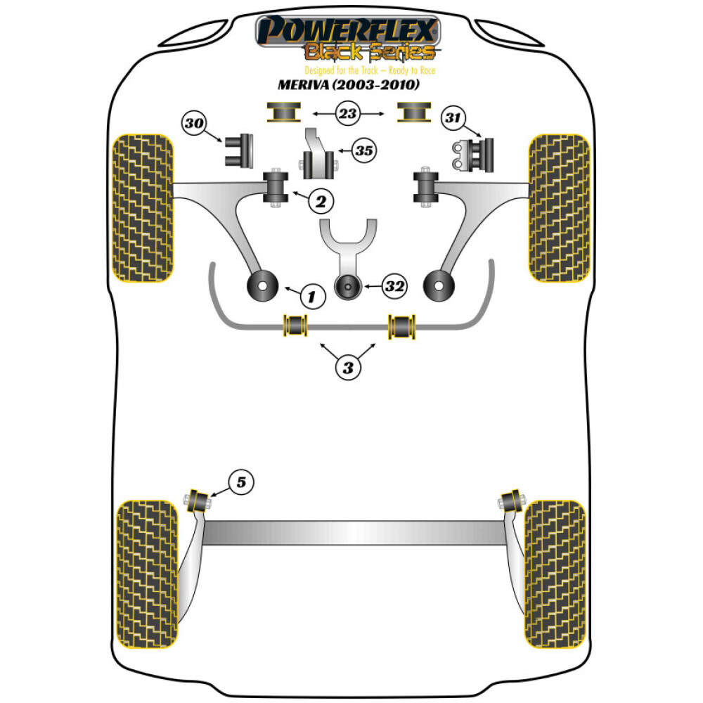 Powerflex Vauxhall / Opel  Meriva A (2003 - 2010)   Boccola anteriore del braccio oscillante anteriore Fig.2 (2) PFF80-1002BLK - immagine 2