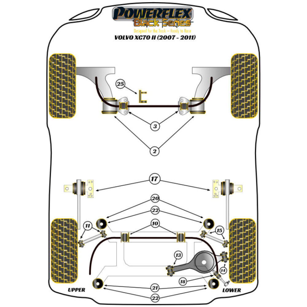 Powerflex Volvo XC70 P3 (2008 - 2016)    Boccola del braccio superiore posteriore Fig.11 (4) PFR19-1911BLK - immagine 2