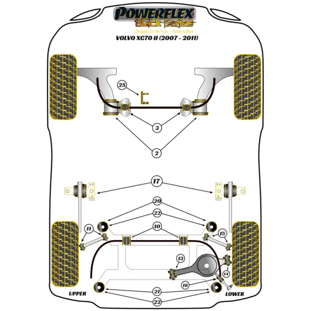 Powerflex Volvo XC70 P3 (2008 - 2016)    Inserti boccole posteriori del telaio ausiliario posteriore Fig.21 (2) PFR19-1921BLK - immagine 2