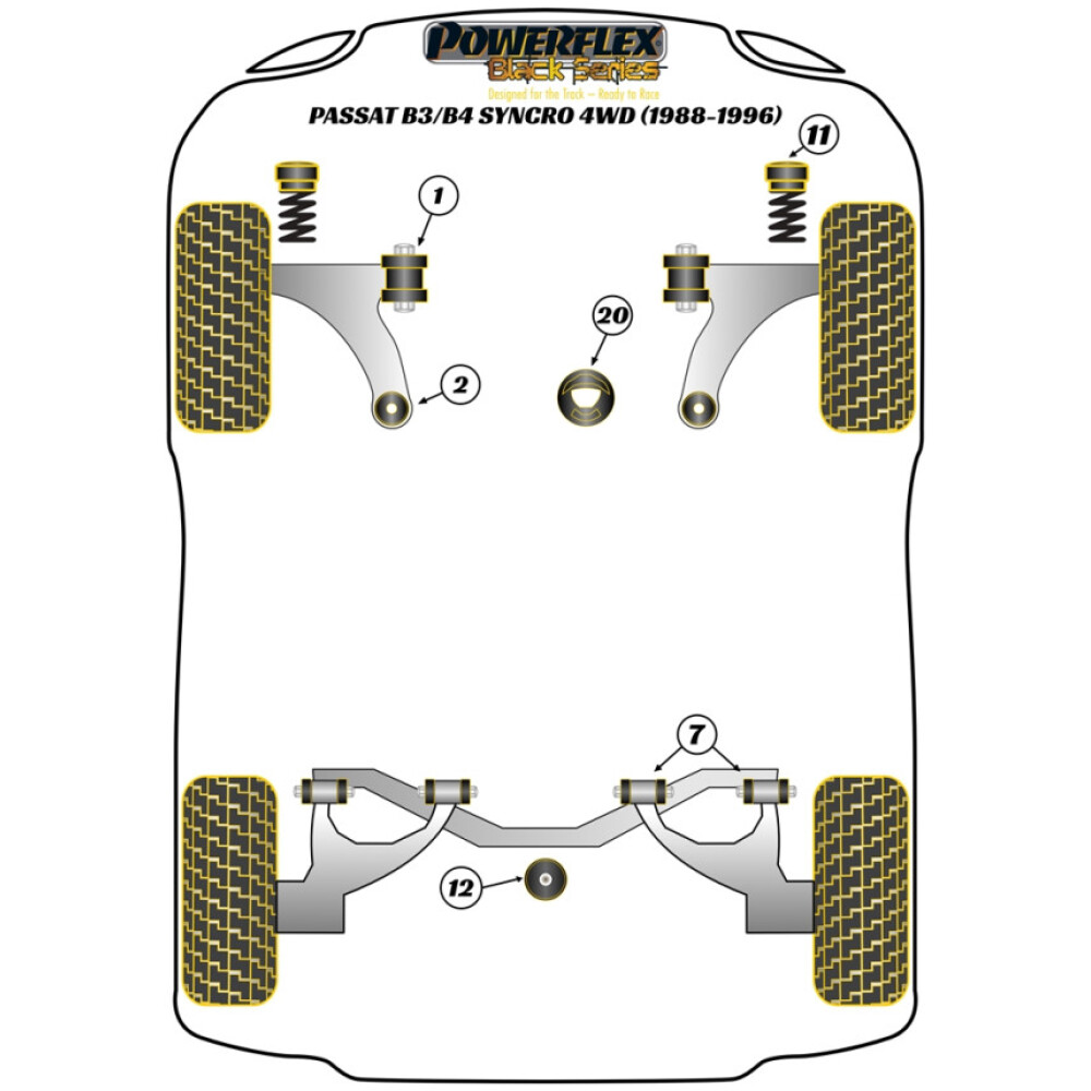 Powerflex Volkswagen   Passat B3/B4 Syncro 4WD (1988 - 1996)  Boccola del braccio oscillante posteriore regolabile Fig.7 (4) PFR85-262GBLK - immagine 2