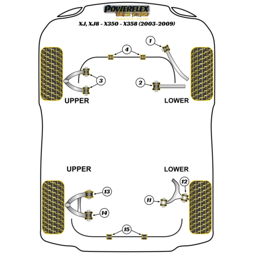 Powerflex Jaguar (Daimler) XJ, XJ8 - X350 - X358 (2003 - 2009)    Boccola esterna del braccio inferiore posteriore Fig.12 (2) PFR27-612BLK - immagine 2