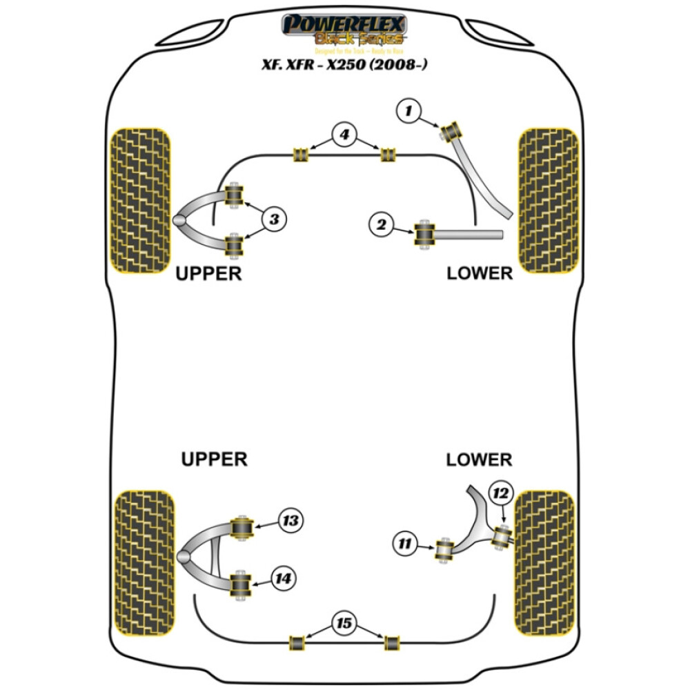 Powerflex Jaguar (Daimler) XF, XFR - X250 (2008 - 2015)    Boccola del braccio superiore anteriore Fig.3 (4) PFF27-603BLK - immagine 2