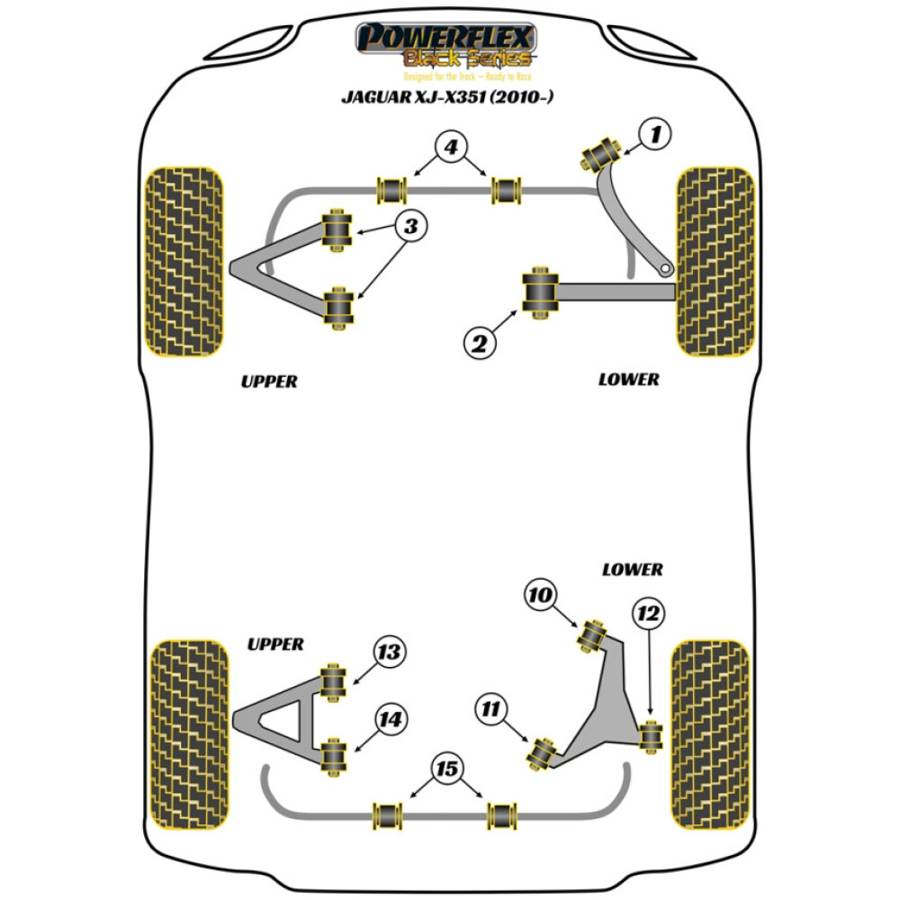 Powerflex Jaguar (Daimler) XJ - X351 (2010 - 2019)    Boccola barra antirollio posteriore 23mm Fig.15 (2) PFR27-615-23BLK - immagine 2