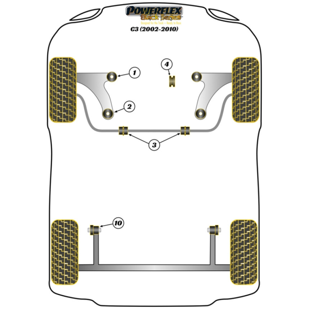 Powerflex Citroen  C3 (2002-2010)   Boccola anteriore del braccio anteriore Fig.1 (2) PFF12-201BLK - immagine 2