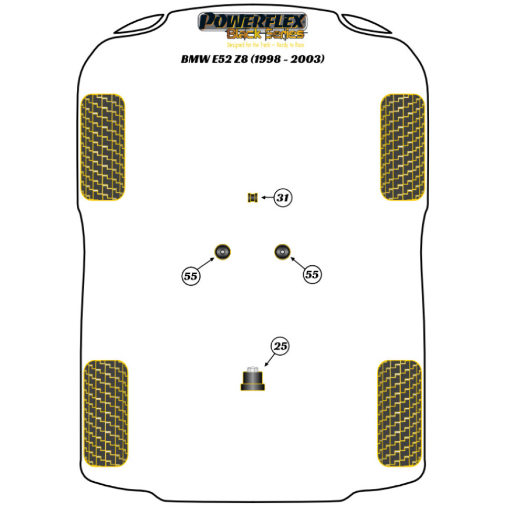 Powerflex BMW  Z8 E52 (1998-2003)   Boccola di montaggio anteriore del differenziale posteriore Fig.25 (1) PFR5-524BLK - immagine 2