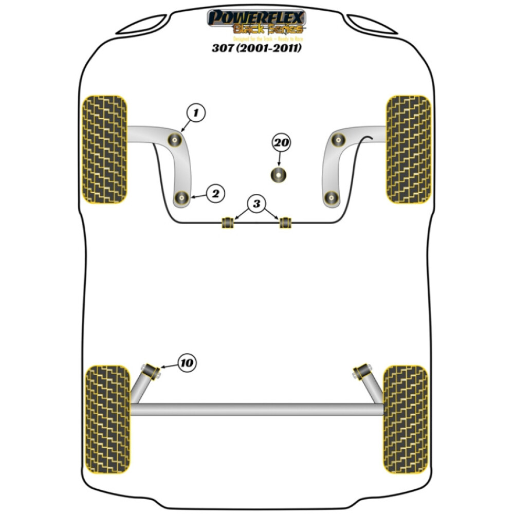 Powerflex Peugeot 307 (2001-2011)    Boccola barra antirollio anteriore 24mm Fig.3 (2) PFF50-603-24BLK - immagine 2