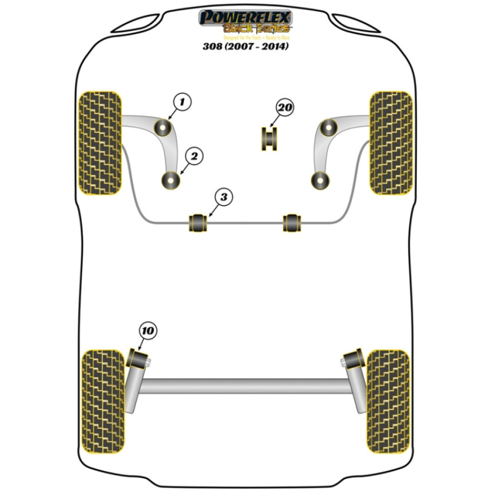 Powerflex Peugeot 308 incl. CC (2007-2014)    Boccola barra antirollio anteriore 23,5 mm Fig.3 (2) PFF50-603-23.5BLK - immagine 2