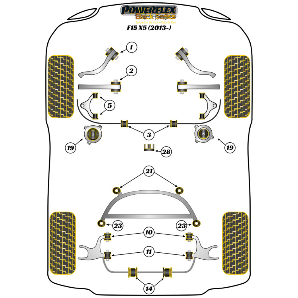 Powerflex BMW   X5 F15 (2013-2018)  Boccola di montaggio della barra antirollio anteriore Fig.3 (2) PFF5-1404BLK - immagine 2