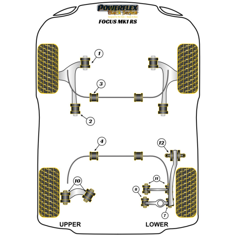 Powerflex Ford   Focus Mk1 RS  Boccola del braccio di controllo superiore posteriore Fig.10 (4) PFR19-810BLK - immagine 2
