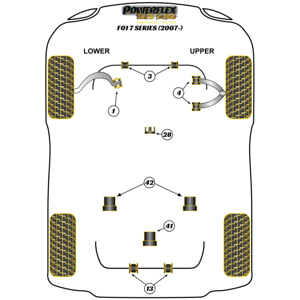 Powerflex BMW Serie 7 F01, F02, F03, F04 (2007 - )   Boccola barra antirollio posteriore 16mm Fig.13 (2) PFR5-6013-16BLK - immagine 2