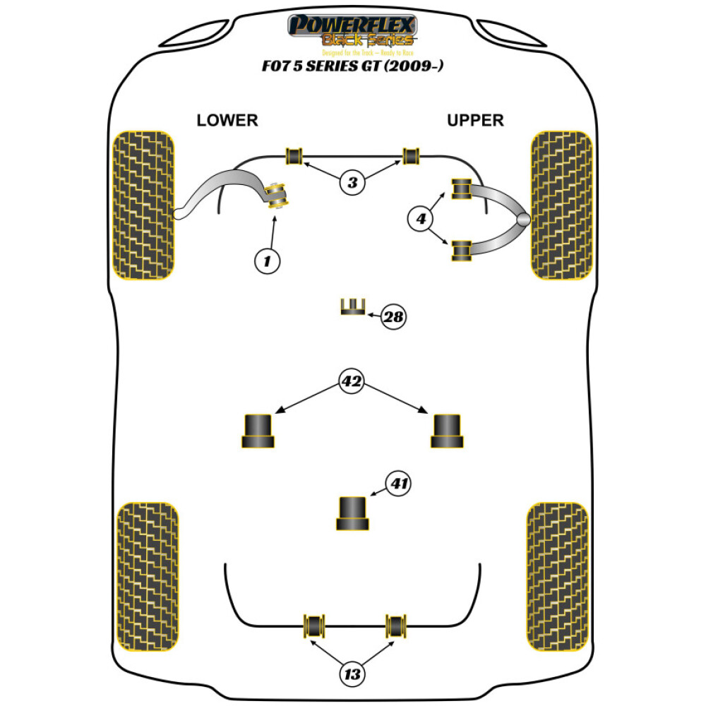 Powerflex BMW Serie 5 F07 GT (2009 - 2016)   Boccola di inserimento della scatola di trasferimento (Motorsport) Fig.28 (1) PFF5-4628BLK - immagine 2