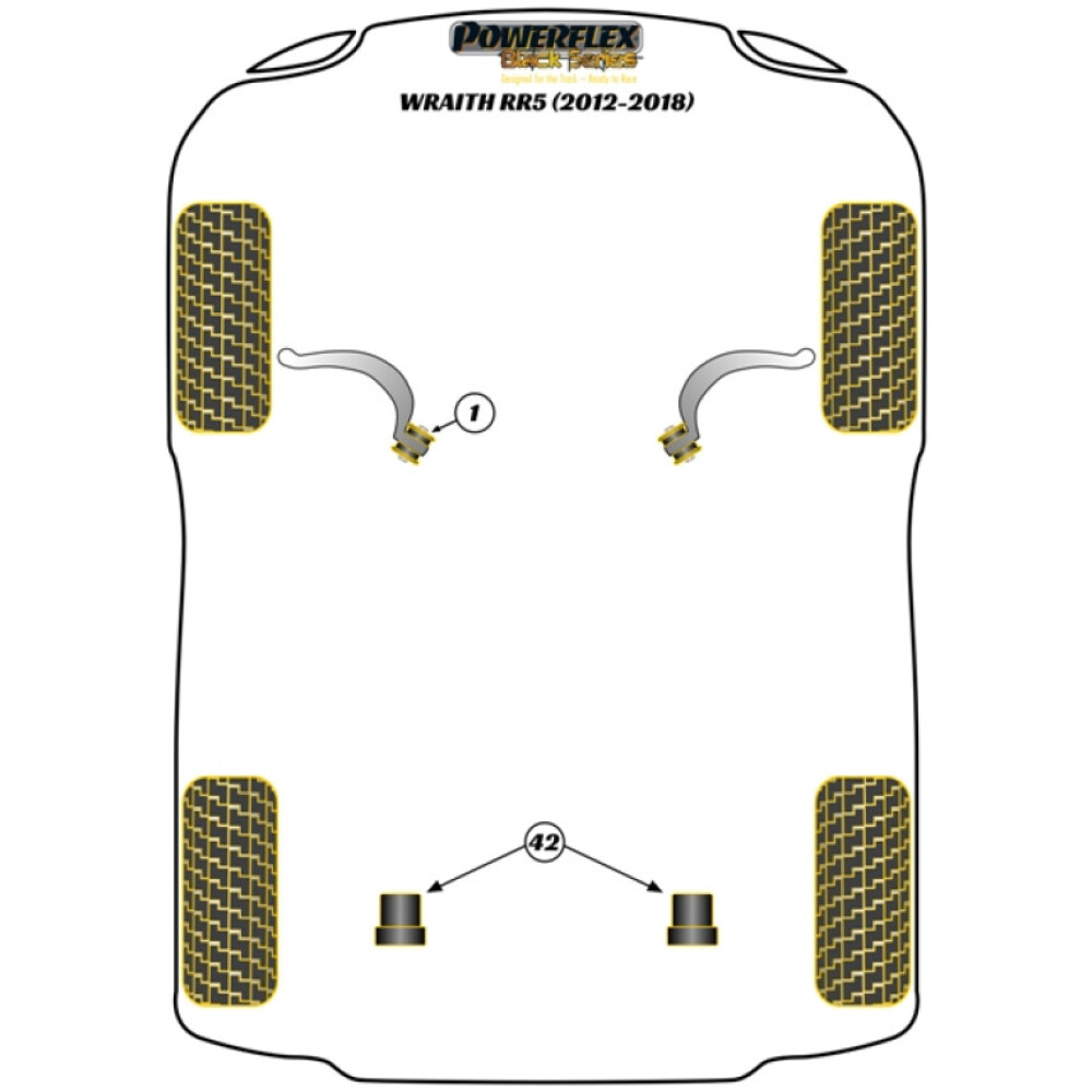 Powerflex Rolls-Royce Wraith RR5 (2012 - 2018 )    Braccio del raggio anteriore alla boccola del telaio Fig.1 (2) PFF5-7001BLK - immagine 2